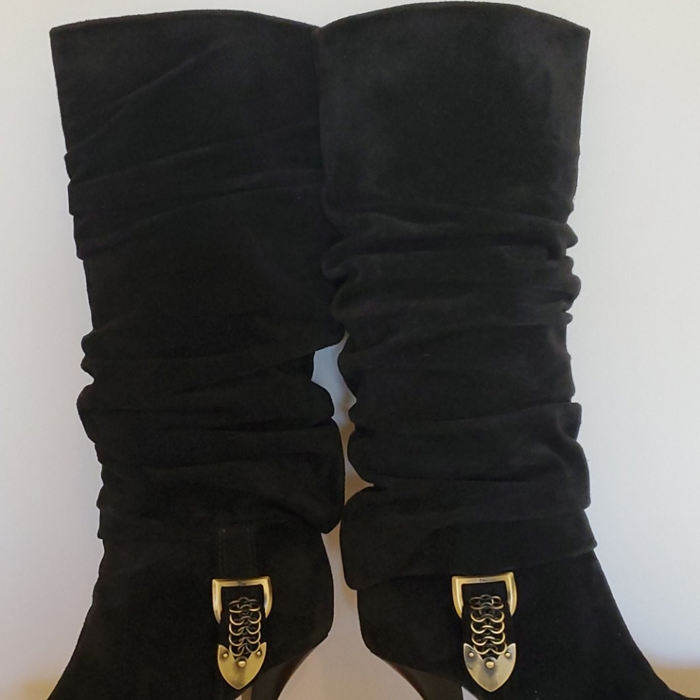Dior Black Suede Boots Knee High 4in Stilletto 39 - Picture 4 of 16